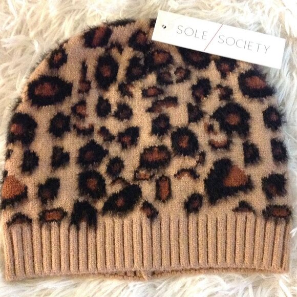 Sole Society Accessories - Sole Society Leopard Print Beanie